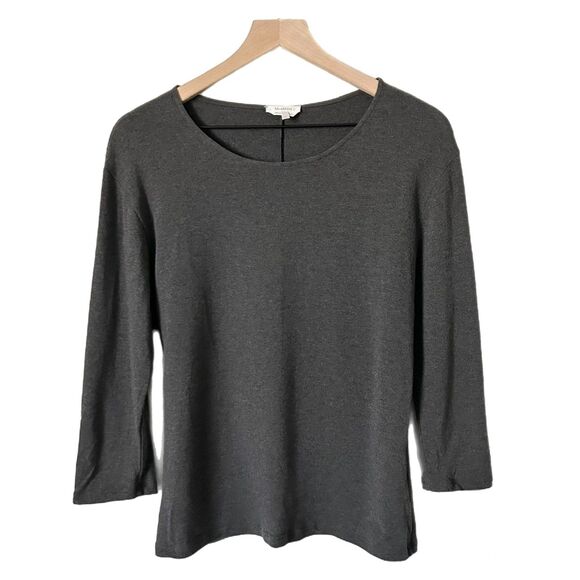 Max Mara 3/4 Sleeve Wool Angora Blend T-Shirt in Charcoal Gray Size XL - Picture 1 of 4